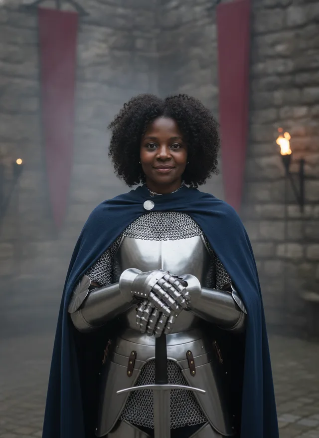 Knight costume sample (noble smile)